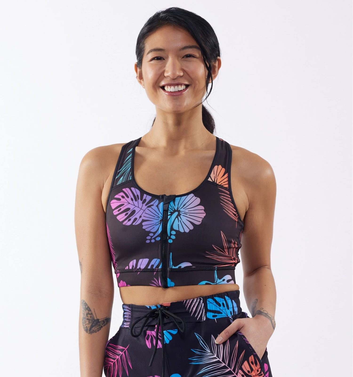 Swim Racerback Zip Compression Top - Tropadelic(Swim Racerback Zip Top Tropadelic) 2 Swim Racerback Zip Compression Top - Tropadelic(Swim Racerback Zip Top Tropadelic) - Image 2