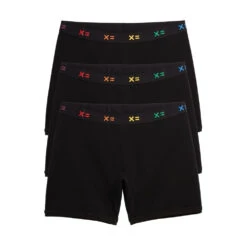 6" No Fly Boxer Briefs 3-Pack - Cotton Black X= Rainbow(6 Boxer Briefs 3 Pack Cotton Black X Rainbow)