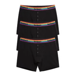 6" Fly Boxer Briefs 3-Pack - Cotton Black Rainbow Logo(6 Fly Boxer Briefs 3 Pack Cotton Black Rainbow Logo)