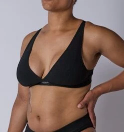 Bamboo Rib Plunge Bra - Black(Bamboo Rib Plunge Bra Black) -Tomboyx Shop Black Bamboo Rib Plunge BraOF1
