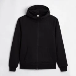 French Terry Full Zip Hoodie - Black(French Terry Full Zip Hoodie Black)