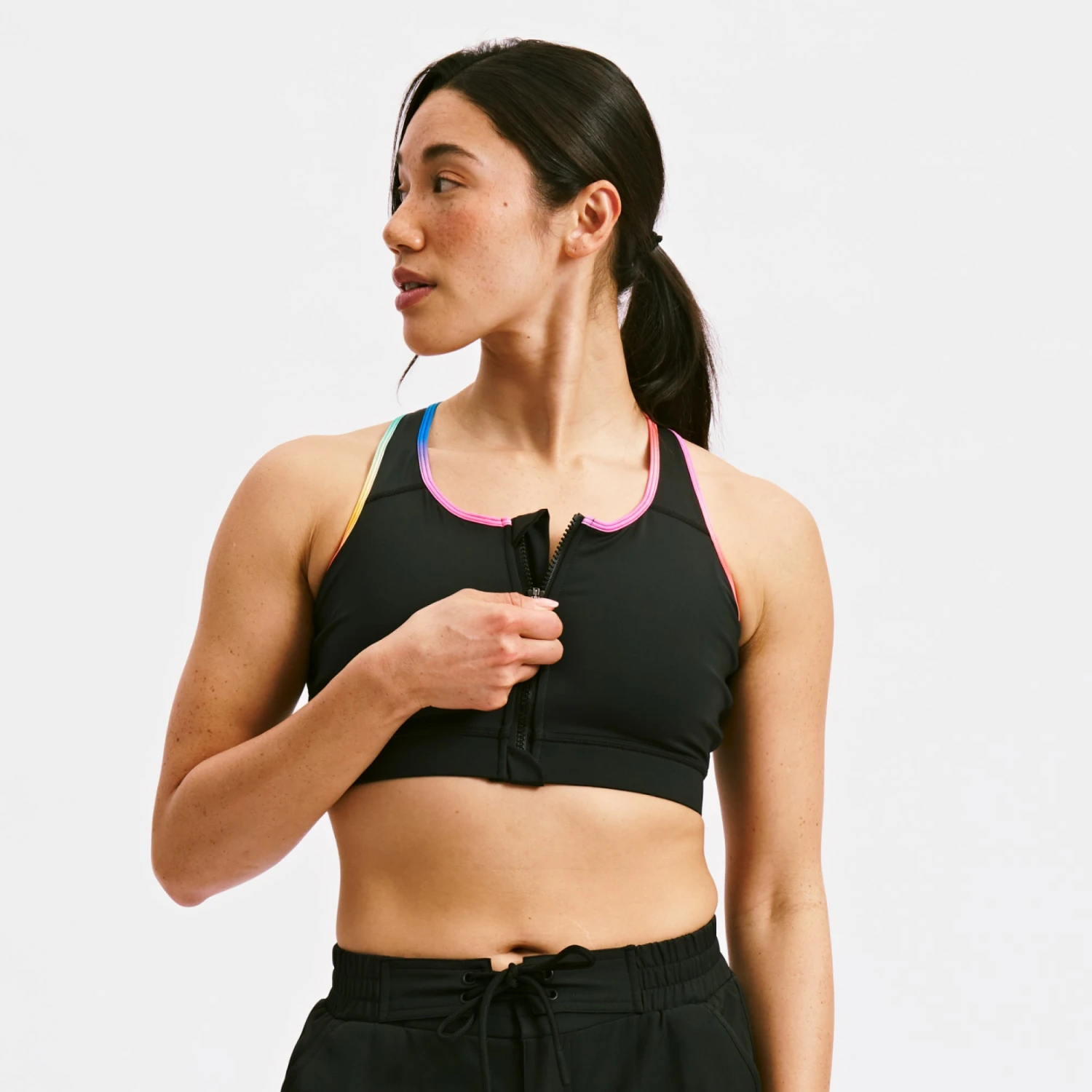 Swim Racerback Zip Compression Top - Black Rainbow Ombre(Swim Racerback Zip Compression Top Black Rainbow Ombre) 2 Swim Racerback Zip Compression Top - Black Rainbow Ombre(Swim Racerback Zip Compression Top Black Rainbow Ombre) - Image 2