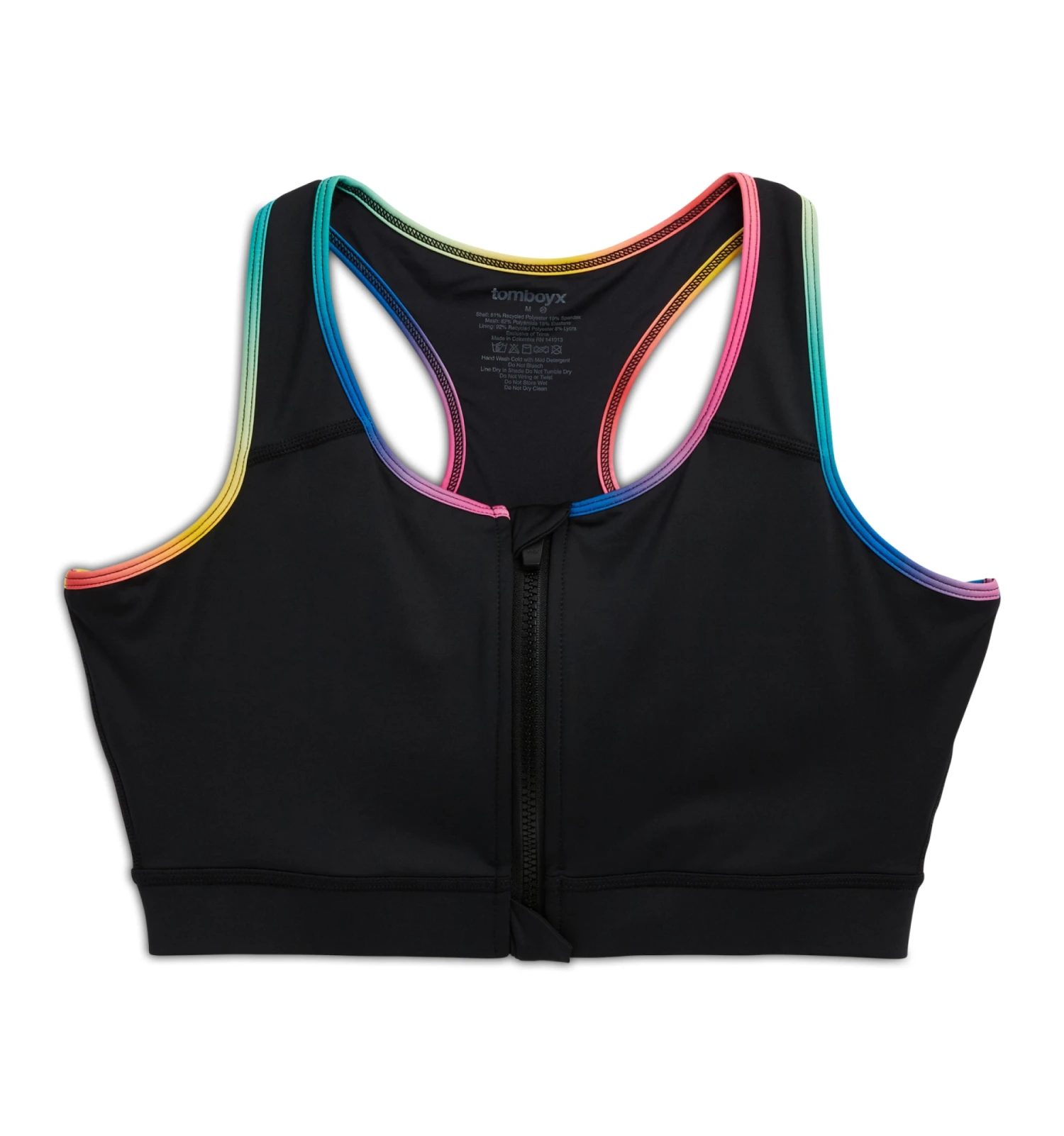 Swim Racerback Zip Compression Top - Black Rainbow Ombre(Swim Racerback Zip Compression Top Black Rainbow Ombre) 4 Swim Racerback Zip Compression Top - Black Rainbow Ombre(Swim Racerback Zip Compression Top Black Rainbow Ombre) - Image 4