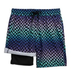 Swim 9" Lined Board Shorts - Checker Chaos(Swim 9 Lined Board Shorts Checker Chaos) -Tomboyx Shop Checker Chaos Swim 9in Lined Board Short 2