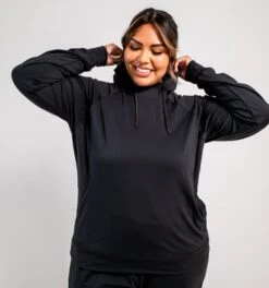 Cozy Luxe Fitted Hoodie - Black(Cozy Luxe Hoodie Black)