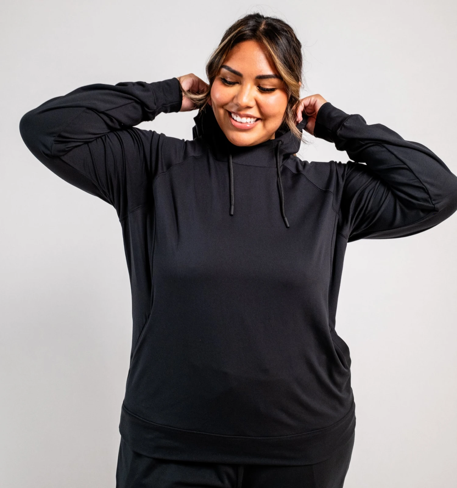 Cozy Luxe Fitted Hoodie - Black(Cozy Luxe Hoodie Black) 1 Cozy Luxe Fitted Hoodie - Black(Cozy Luxe Hoodie Black)