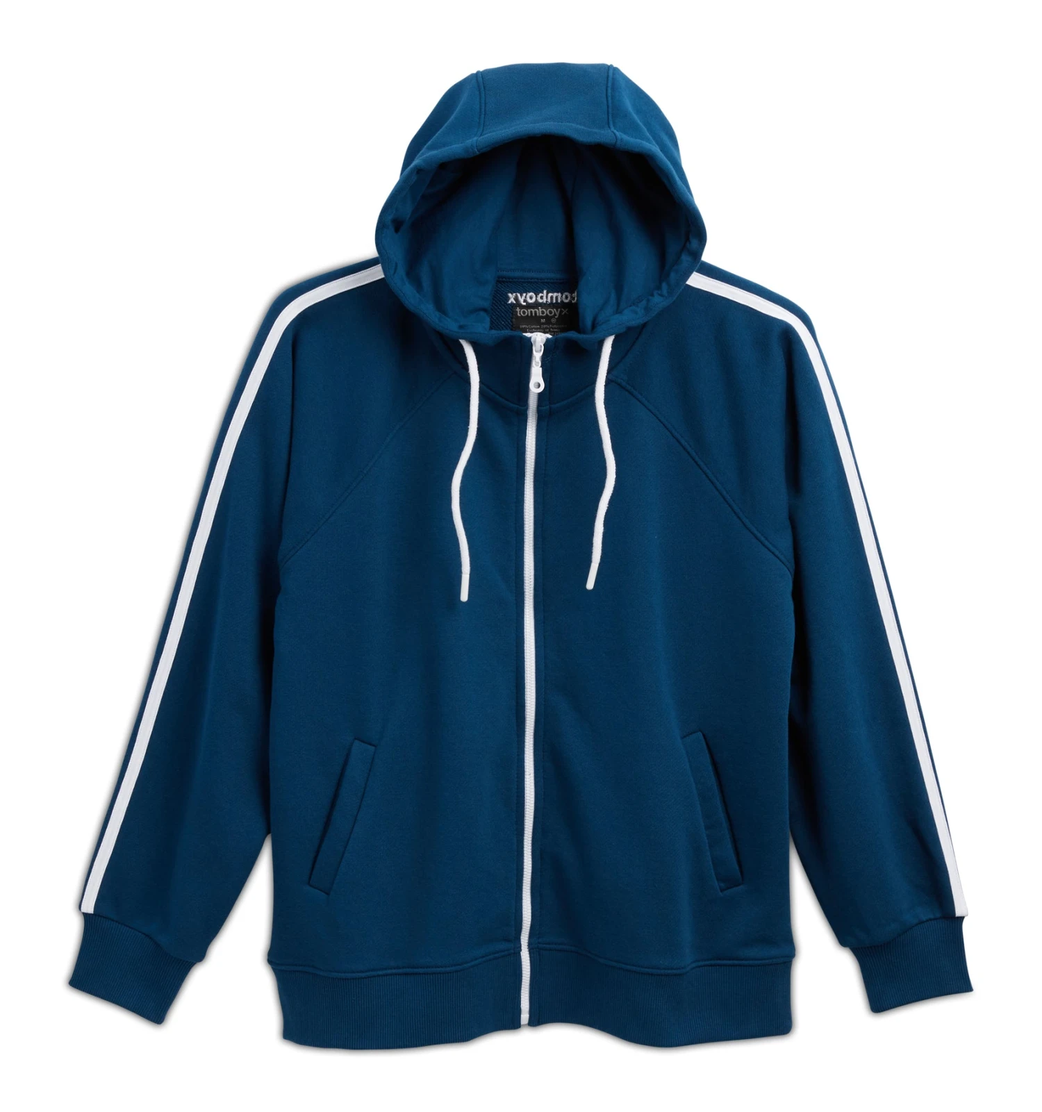 French Terry Track Full Zip Hoodie - Retro Blue(French Terry Track Full Zip Hoodie Retro Blue) 2 French Terry Track Full Zip Hoodie - Retro Blue(French Terry Track Full Zip Hoodie Retro Blue) - Image 2