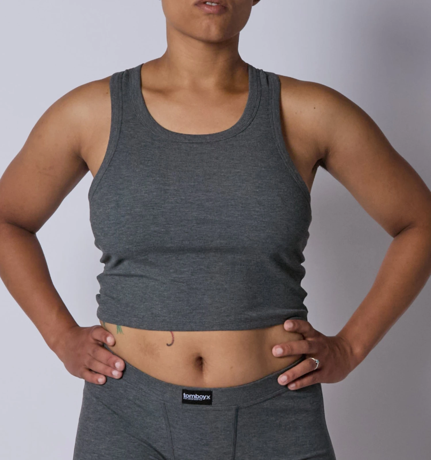 Bamboo Rib Bra Top - Heather Gray(Bamboo Rib Bra Top Heather Gray) 2 Bamboo Rib Bra Top - Heather Gray(Bamboo Rib Bra Top Heather Gray) - Image 2