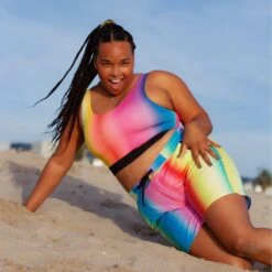 Swim 7" Heritage Board Shorts - Melting Rainbow(Swim 7 Heritage Board Shorts Melting Rainbow) -Tomboyx Shop MeltingRainbowSwim7 HeritageBoardShorts OF3 1