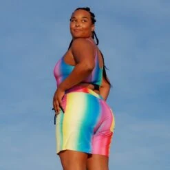 Swim 7" Heritage Board Shorts - Melting Rainbow(Swim 7 Heritage Board Shorts Melting Rainbow) -Tomboyx Shop MeltingRainbowSwim7 HeritageBoardShorts OF4