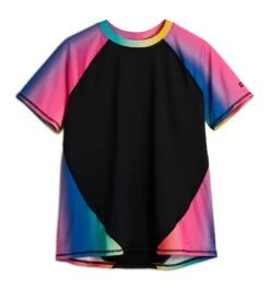Swim Rashguard Tee - Melting Rainbow(Swim Rashguard Tee Melting Rainbow) -Tomboyx Shop Melting Rainbow Swim Rash Guard Tee 1