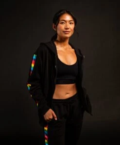 French Terry Zip Up Hoodie - Metallic Rainbow(French Terry Zip Up Hoodie Rainbow Highlight) -Tomboyx Shop MetallicRainbowHoodieOF1