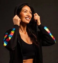 French Terry Zip Up Hoodie - Metallic Rainbow(French Terry Zip Up Hoodie Rainbow Highlight) -Tomboyx Shop MetallicRainbowHoodieOF2