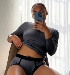 Long Sleeve Bra Top - TENCEL™ Modal Slate(Long Sleeve Bra Top Tencel Modal Slate)