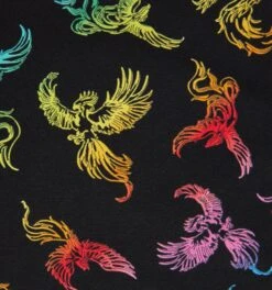 Button Up Romper - Rainbow Phoenix(Button Up Romper Rainbow Phoenix) -Tomboyx Shop Rainbow Phoenix Fabric Detail 1 f43bbac7 a4a3 443a a12c 97ea269a9e62